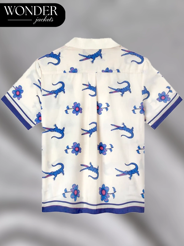 The White Lotus Sam Nivola Crocodile Floral Print Shirt