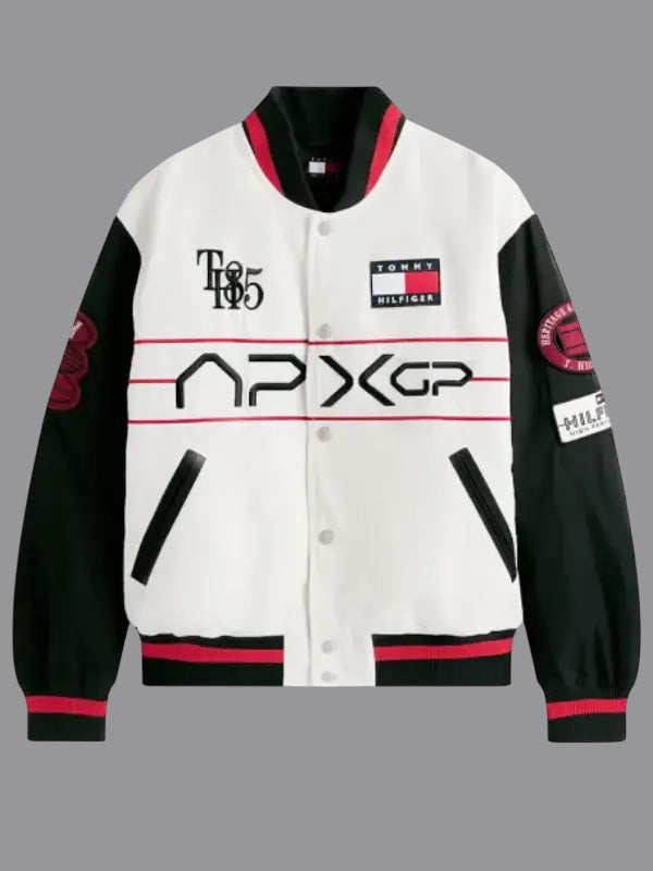The APXGP Collection Satin Boxy Varsity Jacket