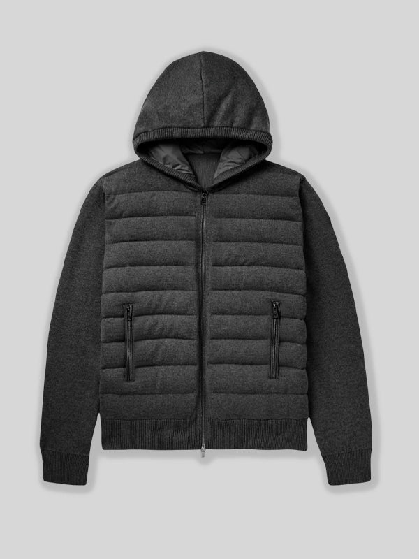 The Velino Black Hooded Hybrid Jacket