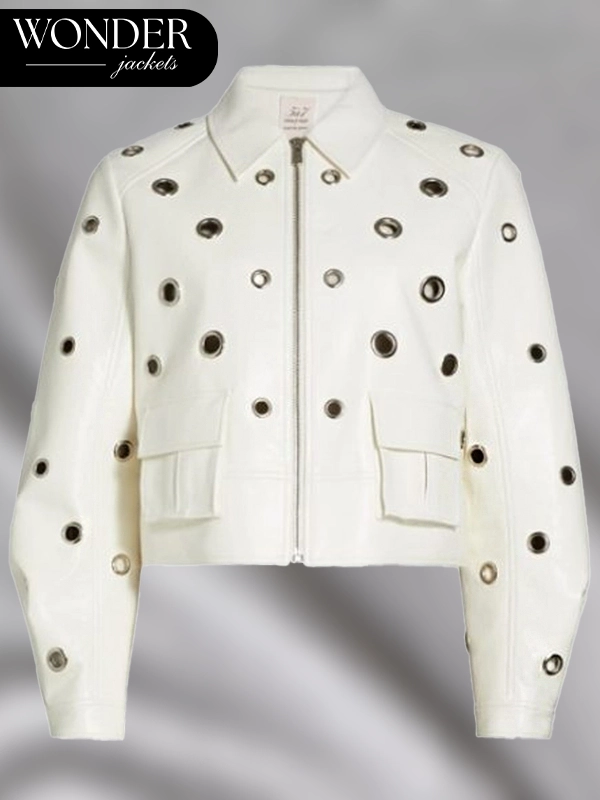 The View 2025 Joy Behar White Grommet Leather Jacket