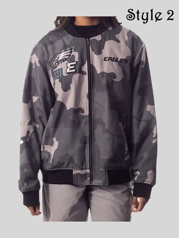 The Wild Collective Grey Philadelphia Eagles Camo Jacket