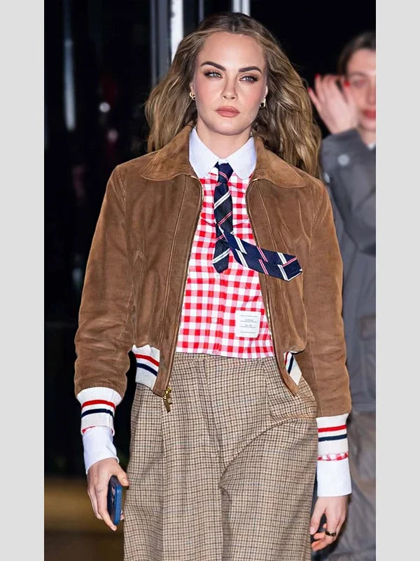 Thom Browne Show Cara Delevingne Brown Corduroy Jacket