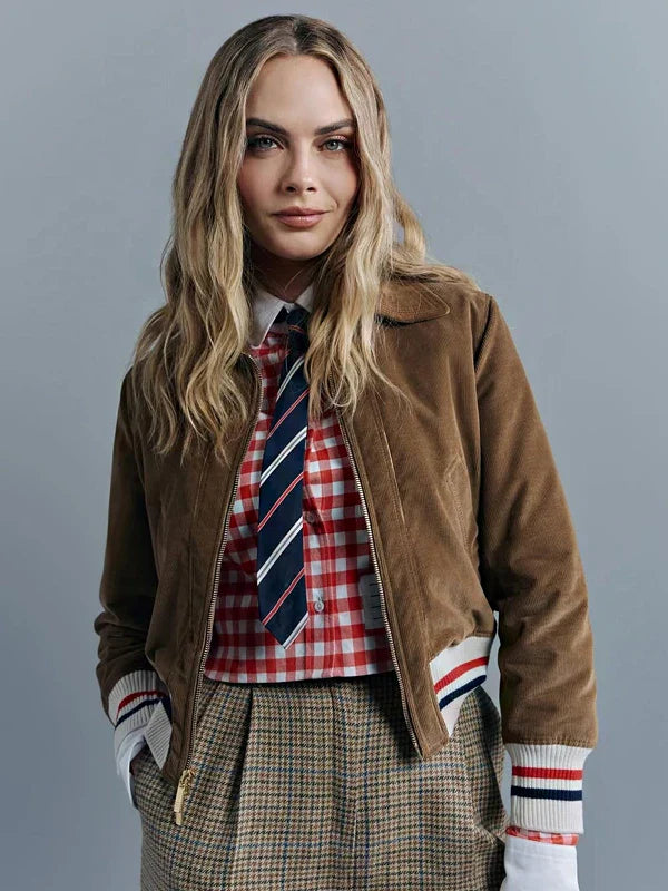 Thom Browne show Cara Delevingne Brown Corduroy Jacket