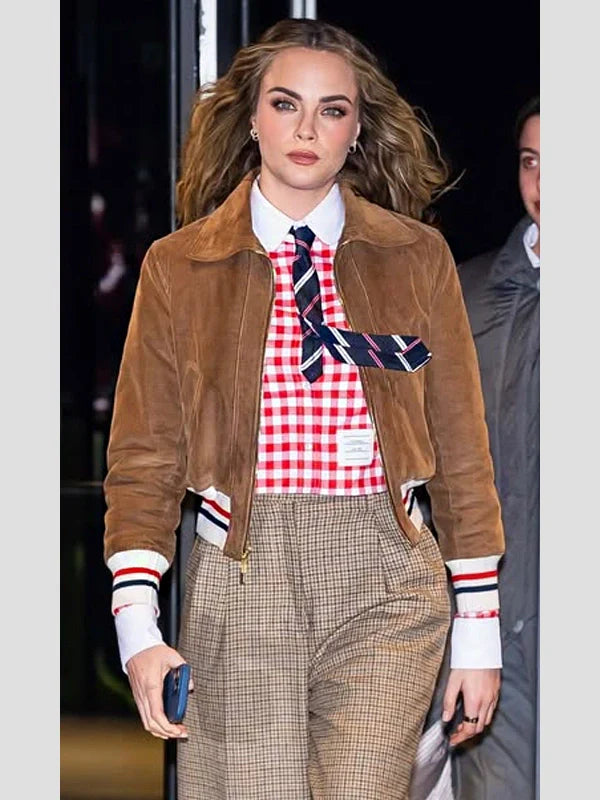 Thom Browne show Cara Delevingne Corduroy Bomber Jacket