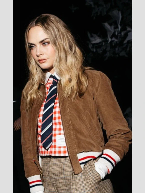 Thom Browne show Cara Delevingne Corduroy Jacket Brown