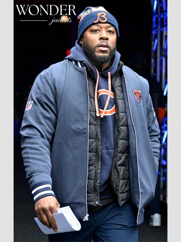 Thomas Brown Chicago Bears Blue Bomber Jacket