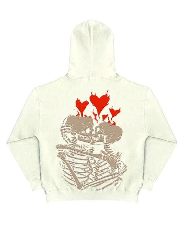 Till Death Puff Print Hoodie White