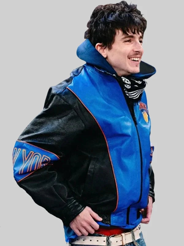 TimotheeChalametNewYorkKnicksLeatherJacket