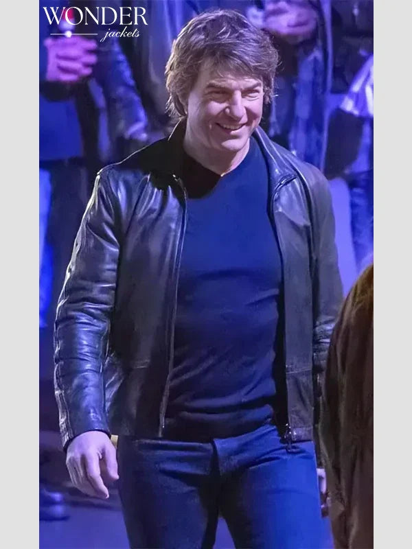 Tom Cruise Mission Impossible 8 Black Leather Jacket