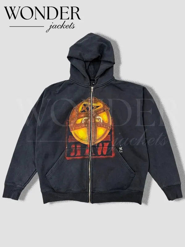 Travis Scott CJ X WWE Mankind Zip Hoodie Black