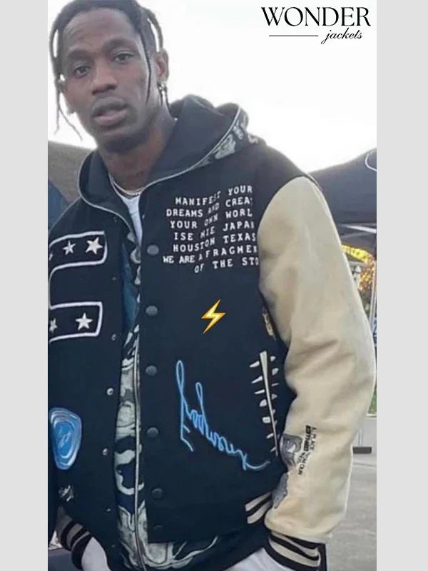 Travis Scott Fragment Cactus Jack Letterman Jacket