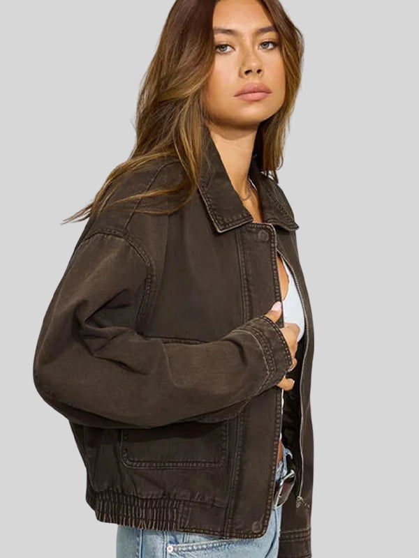 Twill Bomber Jacket Brown