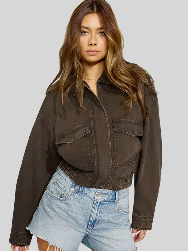 Twill Brown Bomber acket Garage