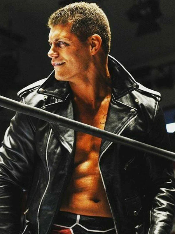 US Flag Cody Rhodes Black Leather Jacket