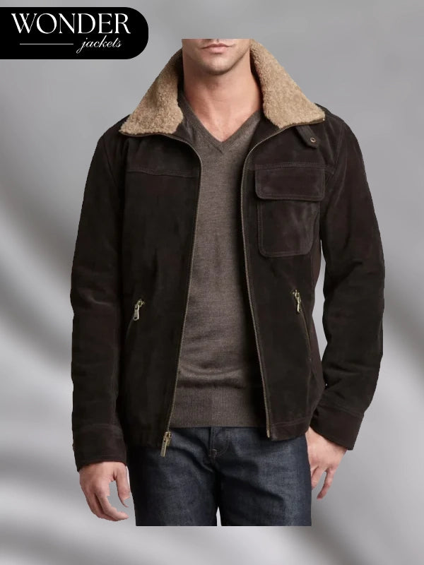 Ugg Belfast Suede Brown Bomber Jacket