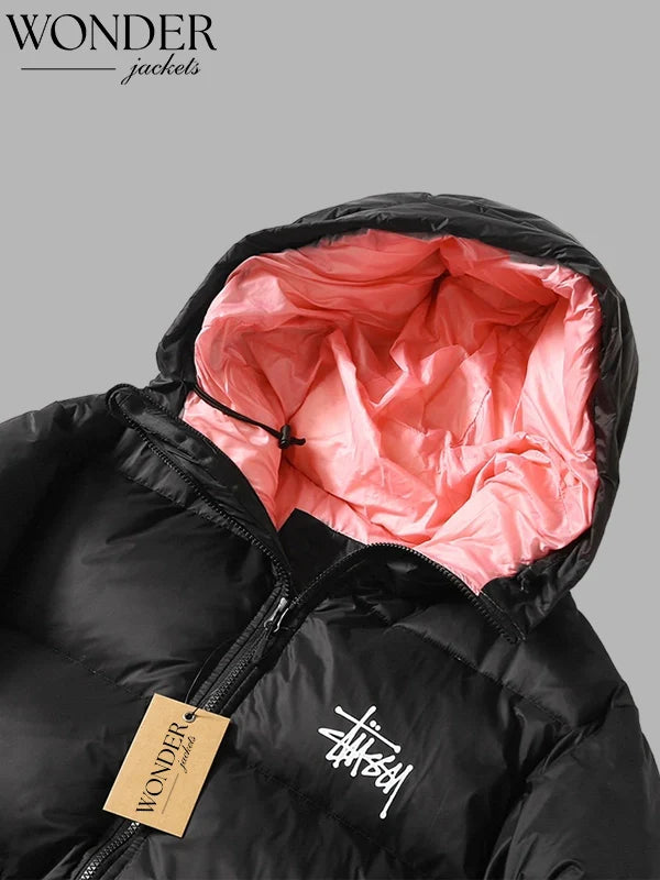 Unisex Stüssy Puffer Jacket Black Pink