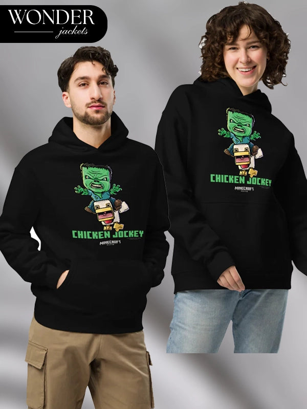 Unisex A Minecraft Chicken Jockey Oversized Black Hoodie