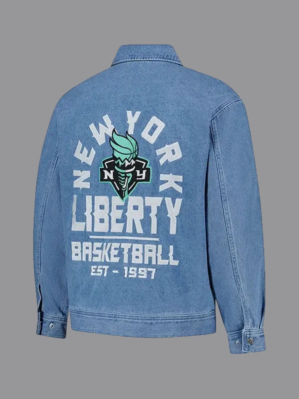 Unisex The Wild Collective New York Liberty Full-Zip Denim Jacket Blue