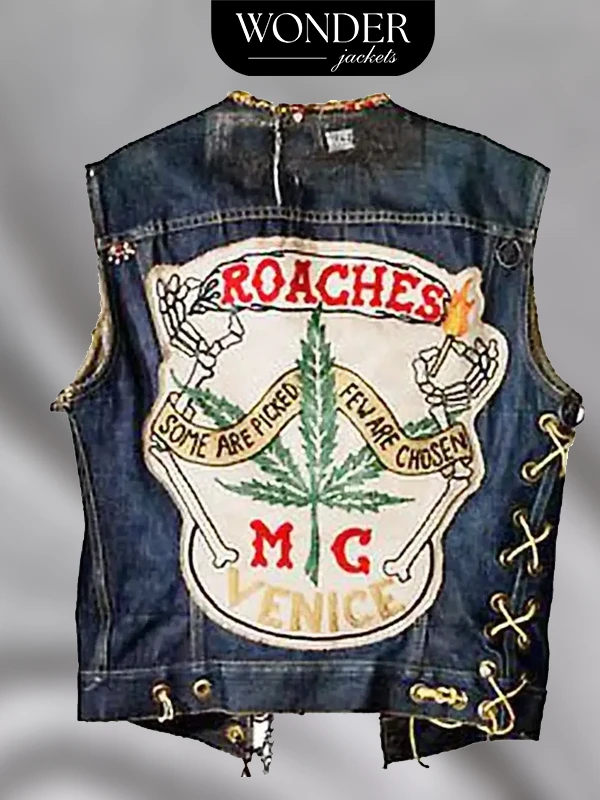 Up in Smoke Tommy Chong Roaches Denim Vest