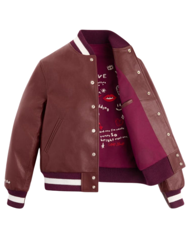 Us Open Coco Gauff New Balance Burgundy Leather Jacket