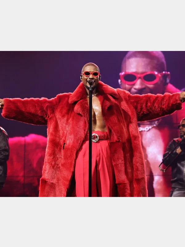 Usher Past Present Future Tour Red Fur Coat