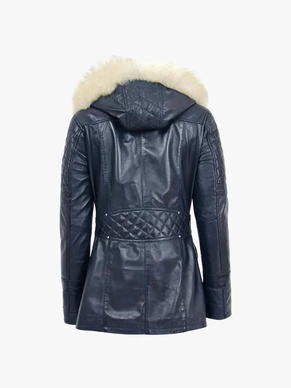 Valerie Blue Hooded Shearling Jacket