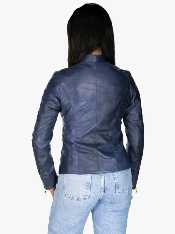 Vanessa Women’s Blue Snap-Tab Collar Jacket