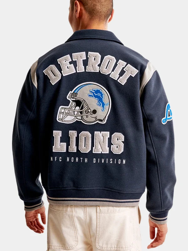 Varsity Bomber Abercrombie Detroit Lions Jacket Blue