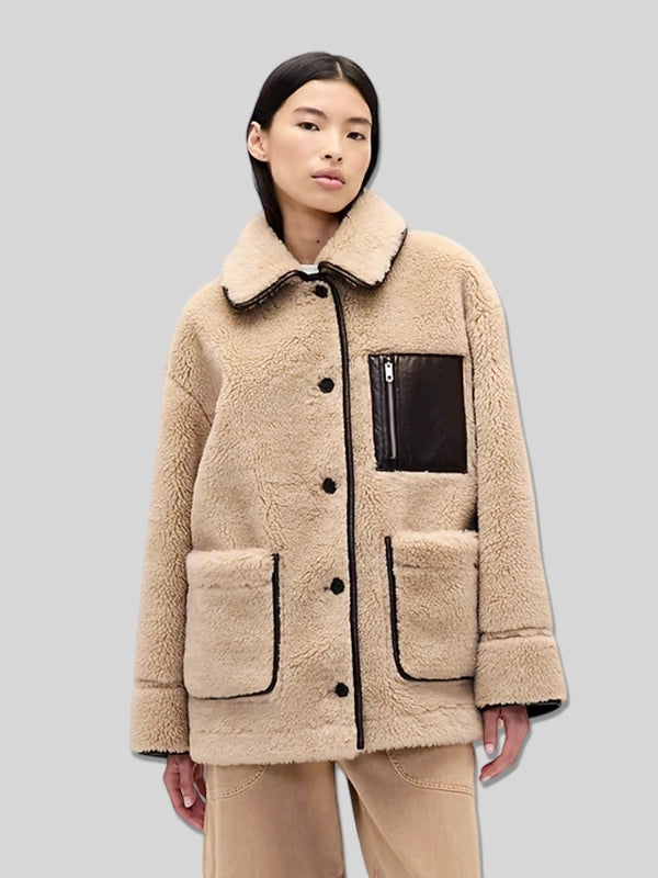 Vegan Leather Faux Sherpa Gap x Sandy Liang Reversible Jacket