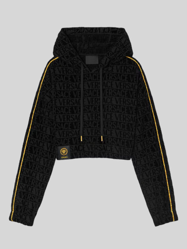 Versace I love Baroque Crop Hoodie Black