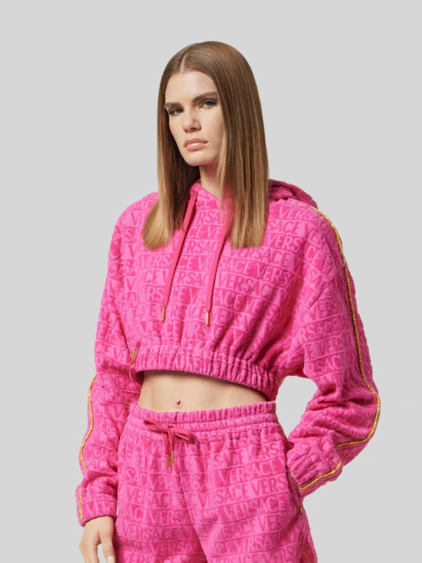 Versace I love Baroque Crop Pink Hoodie