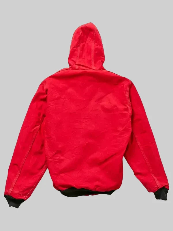 Vintage Carhartt Red Hooded Bomber Jacket Back