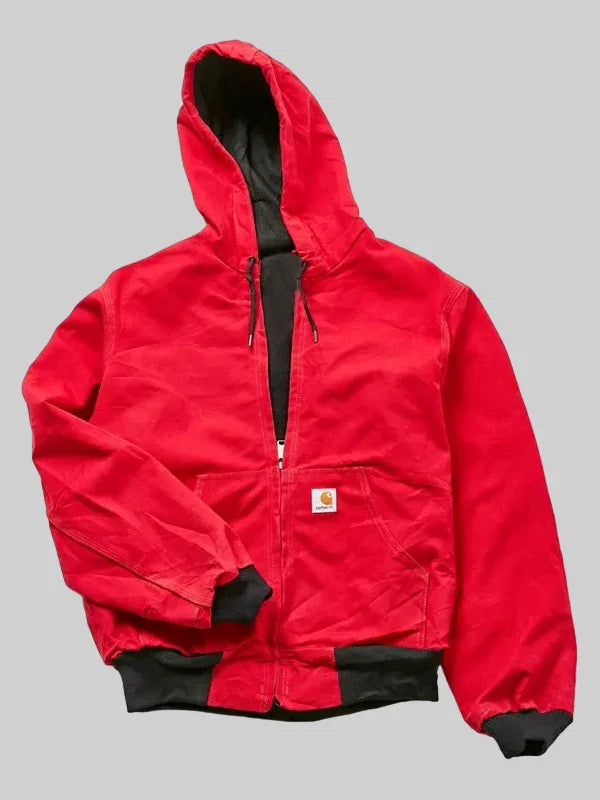 Vintage Carhartt Red Hooded Bomber Jacket