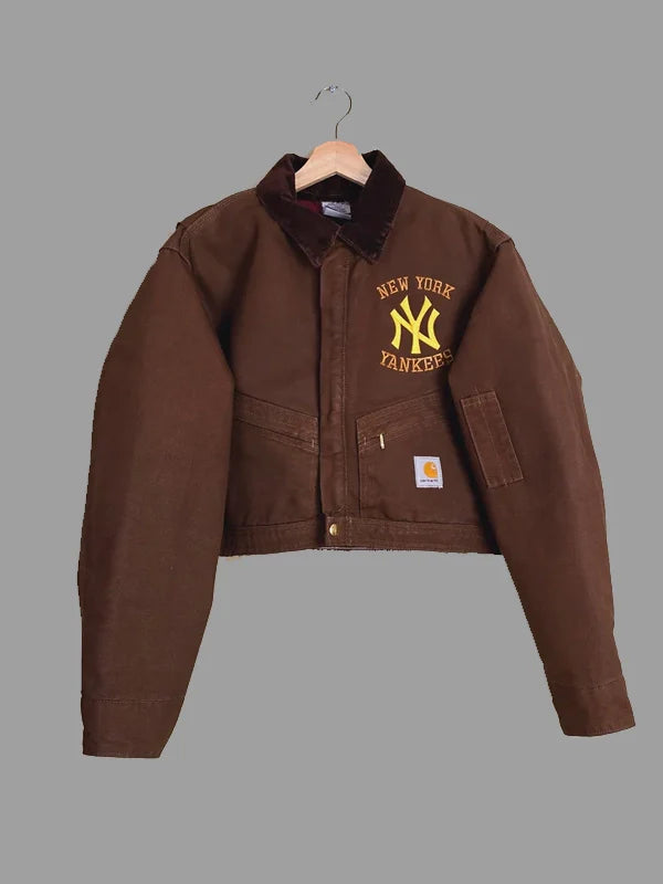 Vintage Carhartt X NY Yankees Crop Jacket Chocolate Brown