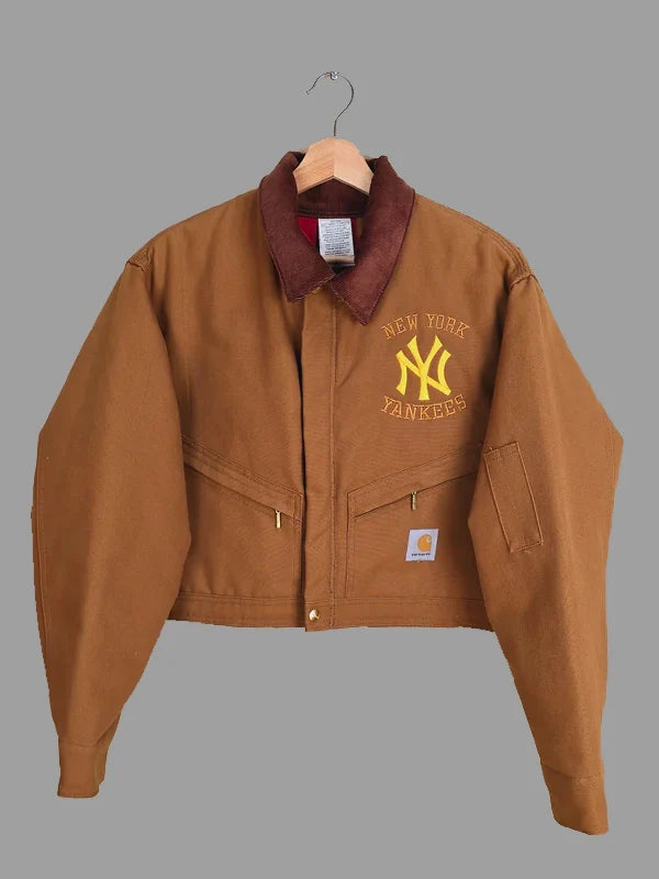 Vintage Carhartt X NY Yankees Crop Tan Brown Jacket