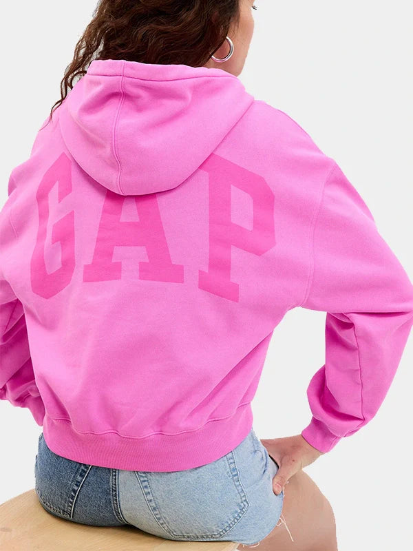 Vintage Gap Hot Pink Cropped Pullover Hoodie