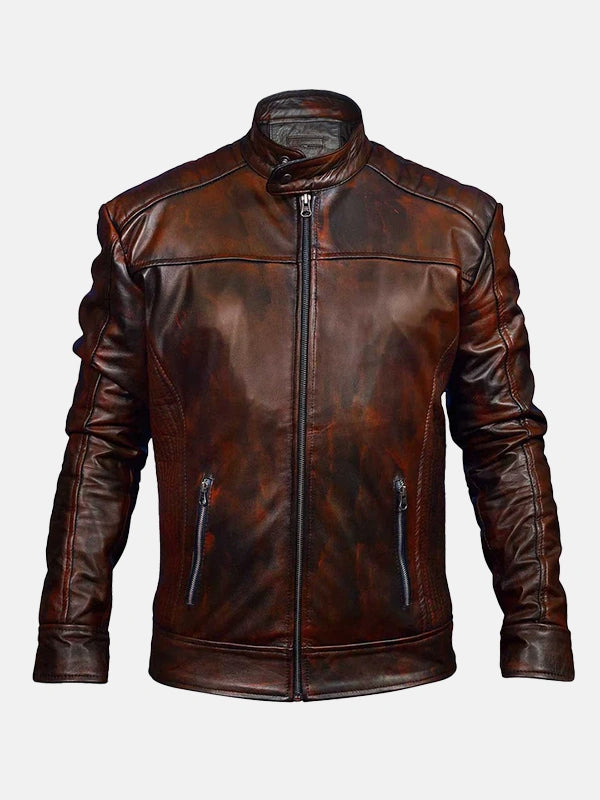 Vintage Brown Leather Waxed Jacket 