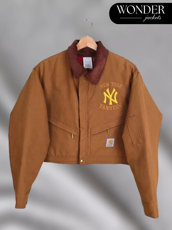 Vintage Carhartt x NY Yankees Crop Jacket Brown