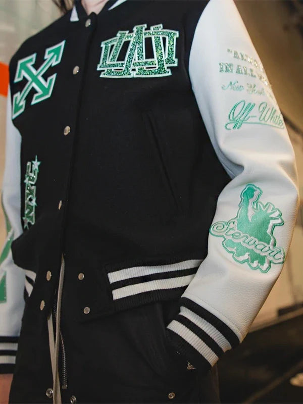 WNBA New York Liberty Off White Varsity Jacket