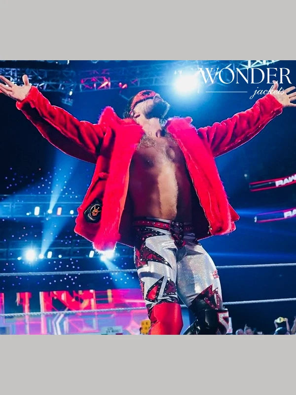 WWE Raw Seth Rollins Faux Fur Jacket Red