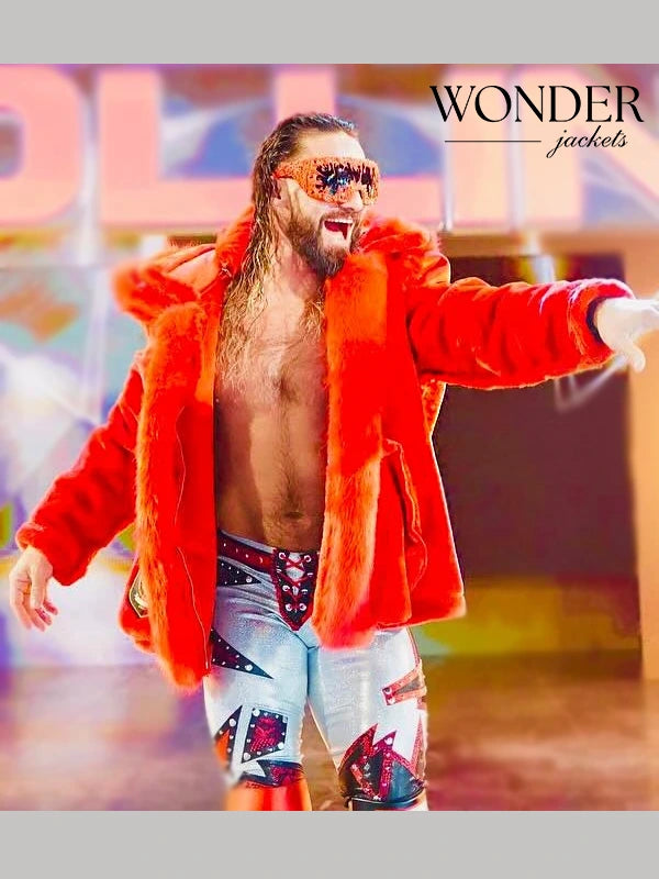 WWE Raw Seth Rollins Red Fur Jacket