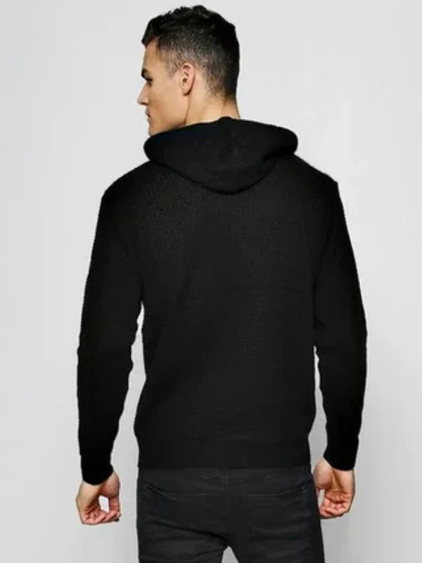 Waffle Knit Black Hoodie