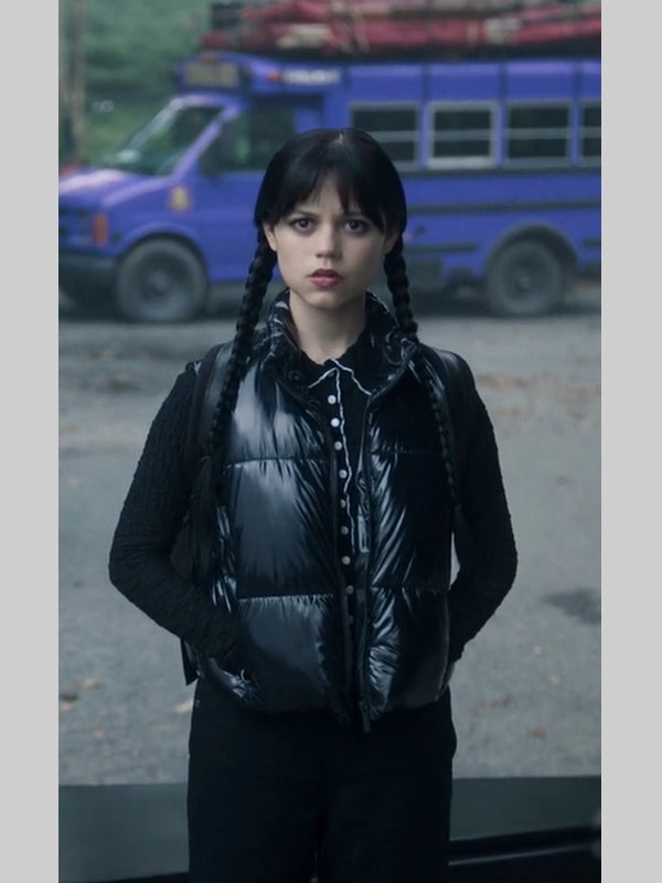 Wednesday Addams Black Puffer Vest