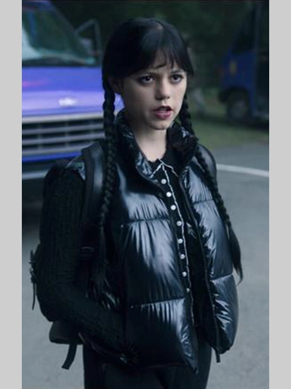 Wednesday Addams Black Puffer Vest