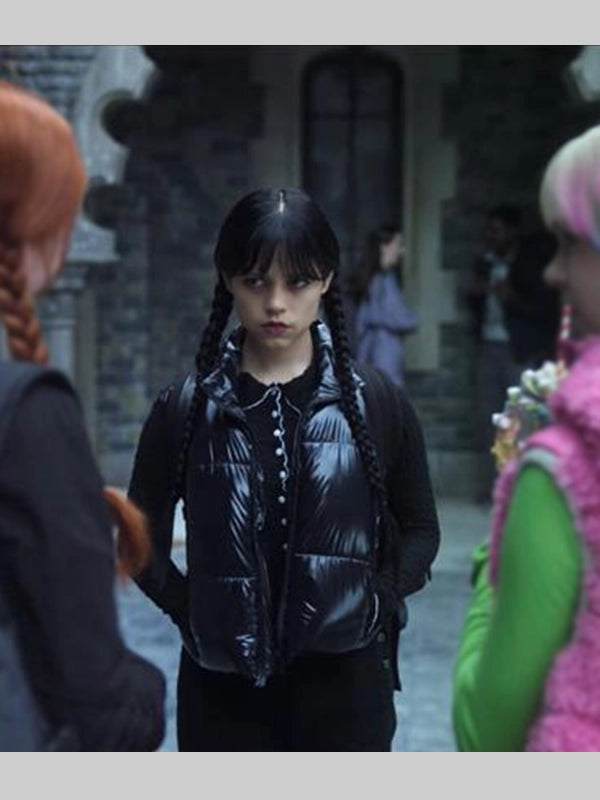 Wednesday Addams Black Puffer Vest