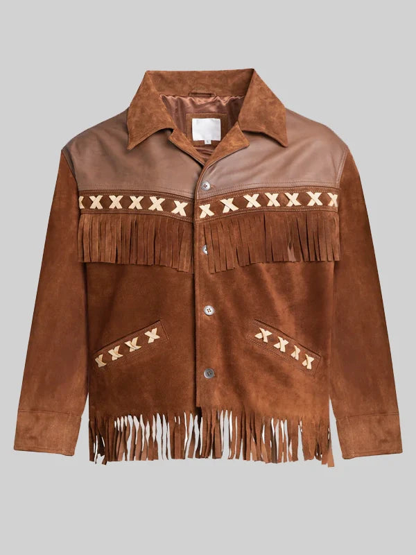 Western Fringe Suede Leather Jacket Brown