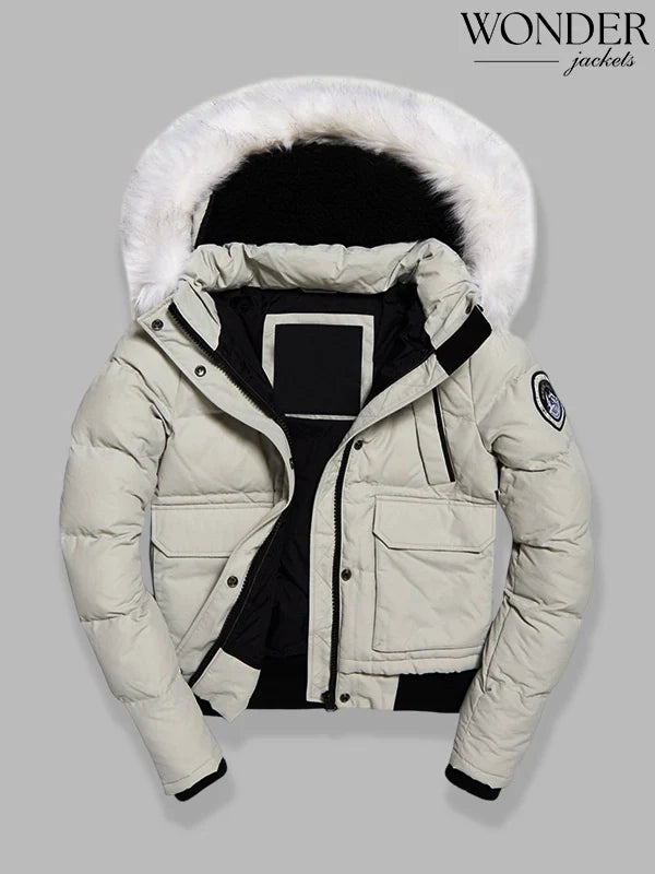 White Everest Ella Bomber Jacket Superdry