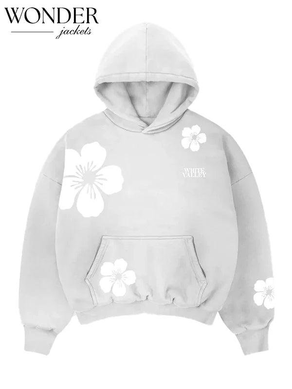 White Valley Flowers Hoodie