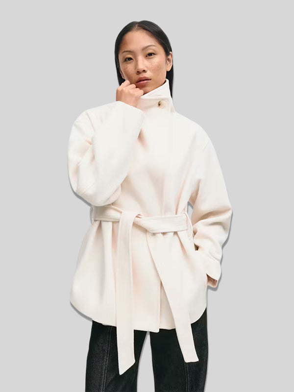 White High Neck Short Jacket Gina Tricot 