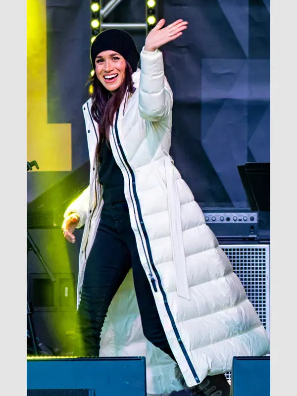 Meghan Markle Mackage Puffer Coat White